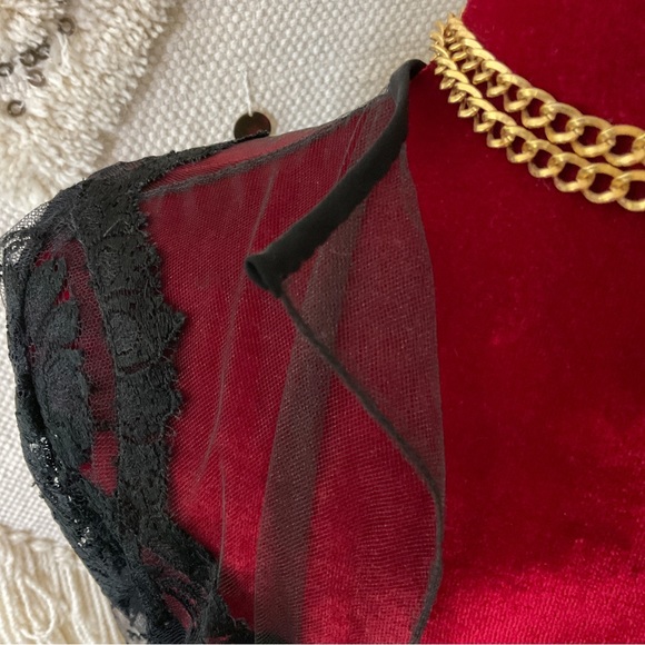 Vintage Sylvia Standig New York Silk and Lace Evening Dress Black Pink Size 2 - Picture 8 of 11